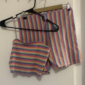 Fashion Nova Past Chik Biker Short Set / Pink Combo